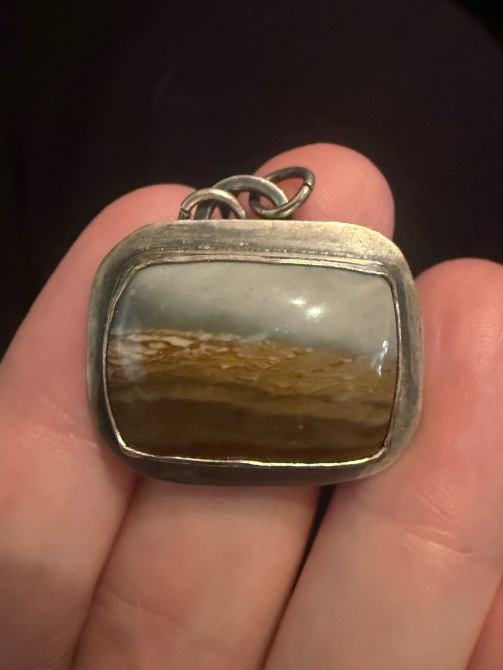 Scenic Jasper pendant in sterling silver - Picture 2 of 4